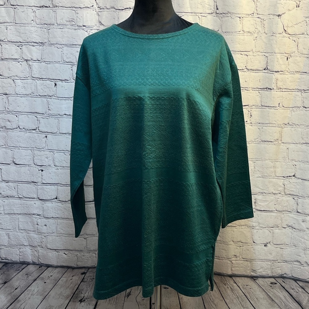 B Moss Women’s Teal 3/4 Length Sleeve Tunic size Large EUC